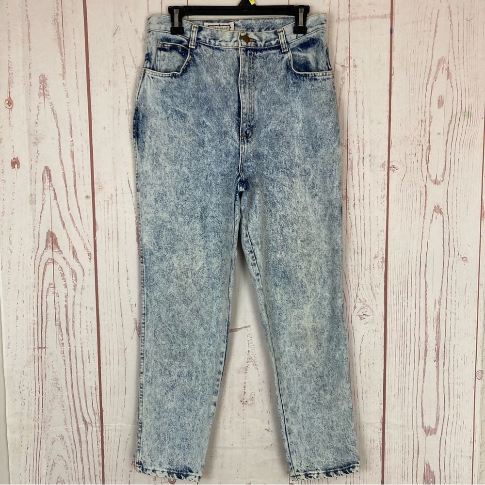 Vintage Mixed Blues Acid Wash Grunge Mom Jeans High Waist 30X28.5 USA 90s